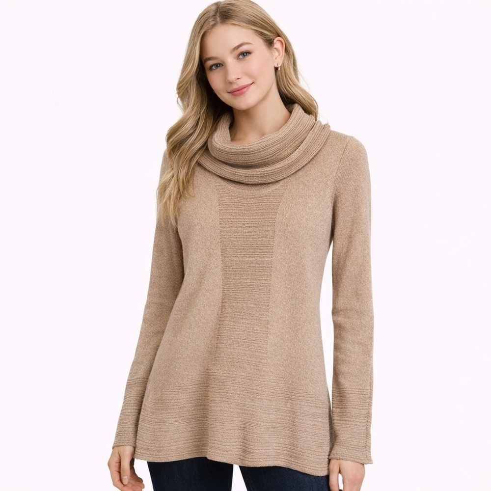 Calvin Klein Beige Cowl Neck Sweater Tunic Size Medium M